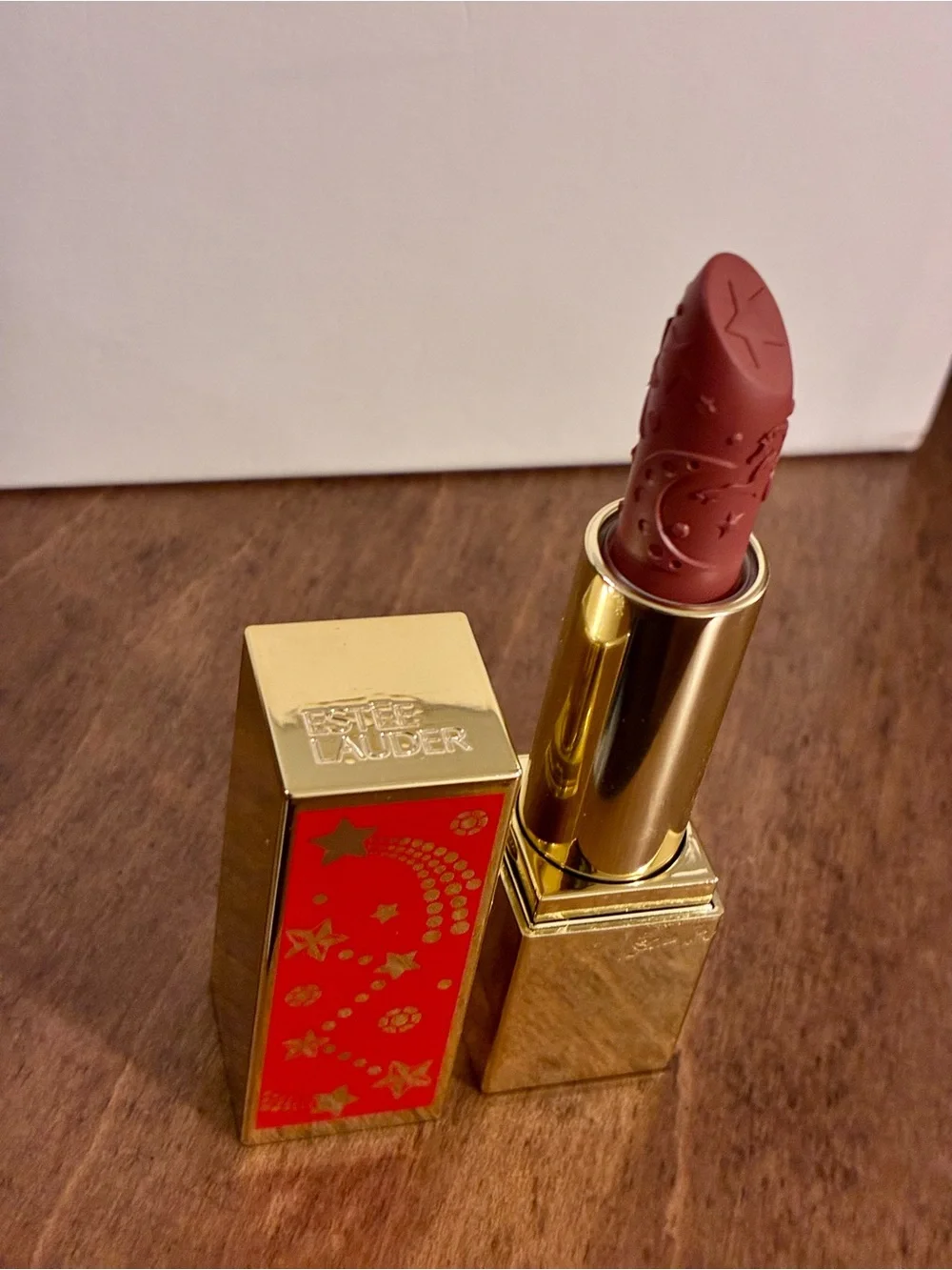Estee Lauder Embossed limited Ed Lipstick in Celestial Nude